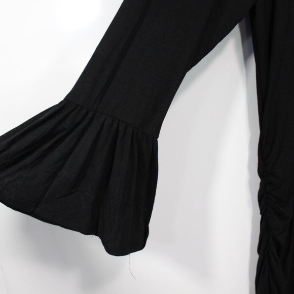 Flutter & Kick Maternity Dress Size Large Black 3/4 Bell Sleeve Knit Stretch - Picture 2 of 5